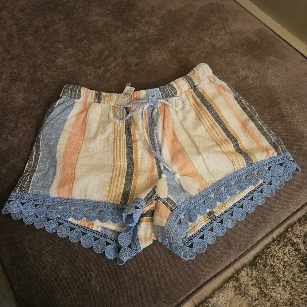 AERIE NWT Striped Boho Drawstring Lined Shorts Size Medium